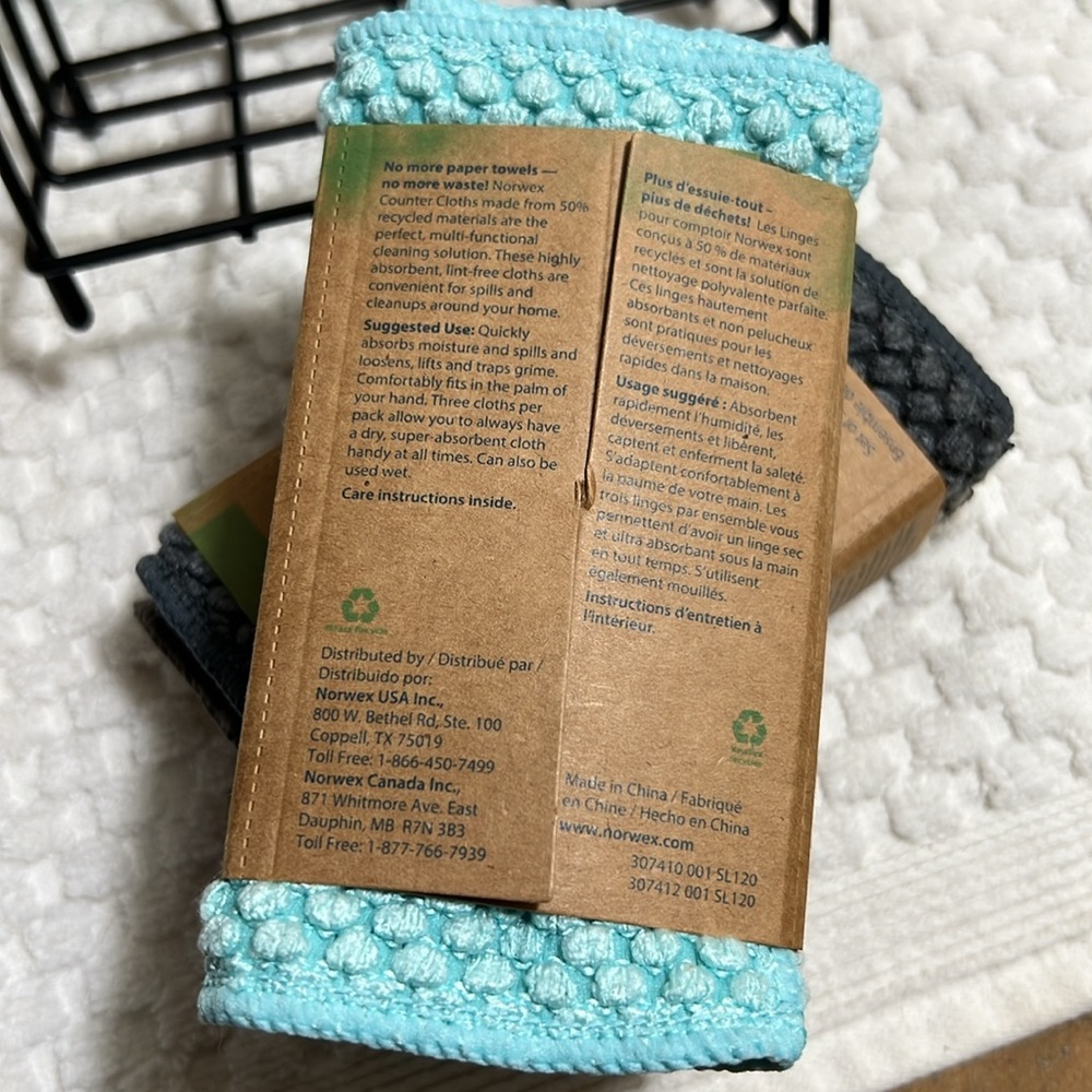 New Norwex Blue and Gray Counter Cloth Set with Holder - Picture 4 of 10